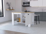 Vancouver 1-Door Kitchen Island with Open Shelf White and Macadamia B062103267