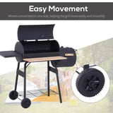 48" Steel Portable Backyard Charcoal BBQ Grill and Offset Smoker Combo with Wheels 72006641