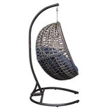 ZUN Hanging Swing Egg Chair with Stand,Outdoor Patio Wicker Tear Drop Shape Hammock Chair with Cushion W1889113605