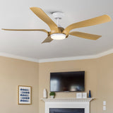 ZUN Smart 56" Integrated LED Ceiling Fan with Antique Wood in Floral Shape 91675814