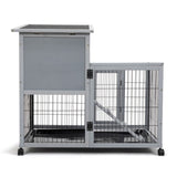 Detachable Rabbit Hutch with Removable Tray and Rolling Casters, GrayWhite W2181P190614