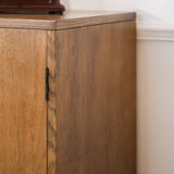 Rustic Hand-Carveden 2-Door Cabinet Boho Accent Storage Cabinet with Floral Design, Solid W2729P239174