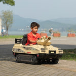 ZUN Ride On Tank 24V Thunder Tank Car with Fighting Cannon and Rotating Turret, Remote Control, Lights, W2181P156872