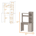 ZUN Light Gray 3-Tier Storage Shelves Computer Desk B062P175112