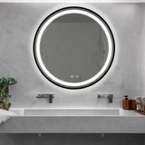 ZUN 32inch Bathroom Led Classy Vanity Mirror with focused backplane,Black aluminum alloy frame,High W1992P210849