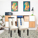 Set of 2 Chairs Black And White Leatherette Beautiful Padded Side Chairs Slit Back Design Kitchen HS11CM3559SC-ID-AHD