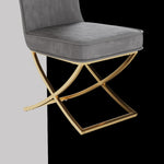 ZUN Dining Set of 2, grey velvet Backrest and golden Metal legs.For Modern Kitchen Dining Room W1727P195279