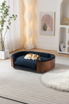 ZUN Scandinavian style Elevated Dog Bed Pet Sofa With Solid Wood legs and Walnut Bent Wood Back, W794125959