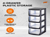 Plastic Storage Tower with 4 Cubby Shelves, Black, up to 60 lbs 58579388