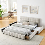 Queen Size Upholstered Bed ,comfortable upholstered bed frame, Chenille fabric, with headboard and W487P235287