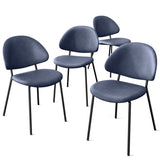 Set of 4 Upholstered PU Leather Dining Chairs Mid-Century Modern Dining Chairs with Curved Backrest W3010P291313