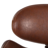 30" Mid-Century Modern Upholstered Swivel Barstool, Walnut Cognac 67493.00PUCOGN