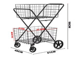 Shopping Cart,2 Layers Grocery Cart on Wheels,Foldable Utility Shopping Carts with Double Basket and 89283067