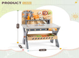 Wooden Tool Bench Play Set for Toddlers, Pretend Play Workbench with Clock, Interlocking Gears, 38037431