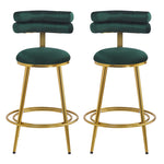 ZUN 27.65'' Modern Counter Stools Set of 2,Dark green velvet Counter Stools with iron Frame,Soft back N780P194940E