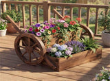 Carbonized Fir Wood 2-Tier Wagon Planter, Drainage Holes Ladder Plant Cart for Balcony Garden 42144106