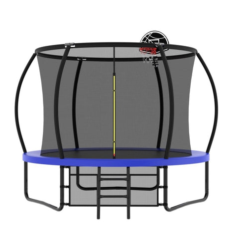 ZUN 10FT Pumpkin Trampoline, Outdoor Trampoline with Basketball Hoop, Enclosure Net and Ladder W1163P148139