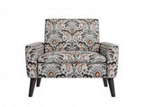 Enna Accent Arm Chair in Amber Damask Pattern with Dark Brown Solid Wood Legs B127P409852