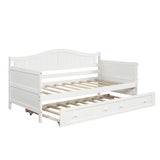 Twin Wooden Daybed with Trundle Bed, Sofa Bed for Bedroom Living Room,White WF192861AAK