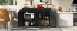 K&K 53.5''Farmhouse Kitchen Island with Power Outlet, Kitchen Storage Island with Drop Leaf, Spice N707P170348B