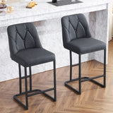 ZUN Set of 2,Modern Upholstered Bar Stool with Button-Tufted Backrest, Counter Height Chair with Sturdy W1901P225272