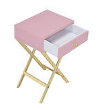 Pink and Gold 1-Drawer Rectangular Accent Table B062P181361