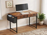 32 Inch Small Desk Computer Desk with 2 Fabric Drawer Storage Bag Iron Hook Gaming Writing Table, 57857489