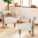 ZUN Mid-Century Modern Barrel Accent Chair, Upholstered Kitchen & Dining Room Chairs with Arms, Teddy N765P183819W