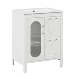 ZUN 24" Bathroom Vanity with Sink, Bathroom Vanity Cabinet with Two Drawers and Door, Adjustable Shelf, 24407153