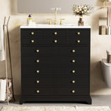 30'' Bathroom Vanity with Ceramic Sink Combo, Solid Wood Frame Bathroom Storage Cabinet, N710P276724B
