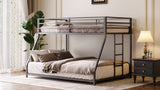 Metal Bunk Bed Twin Over Full Size with Removable Stairs, Heavy Duty Sturdy Frame for Teen & Adults, W1820P294093