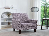 Patterned Polyester Blend Armchair, Solid Birch Wood Frame with Brown Tapered Legs, Foam Padded 58882993