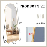ZUN The 4th generation floor standing full-length rearview mirror. Metal framed arched wall mirror, W1151P147749
