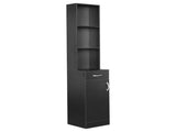 MDF With Triamine One Door One Drawer Three Compartments High Cabinet Bathroom Wall Cabinet Black 33920566