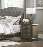 Traditional Vintage Style 1pc Nightstand of 3 Drawers Metal Hardware Weathered Pecan Finish Classic B011P186802