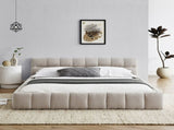 Queen Size Upholstered Bed Frame Thick Fabric, Chenille Fabric Grounded Queen Size Platform Bed 09509443