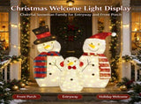 3Pcs Christmas Snowman Family Light Up Decor, 2D Plush Snowmen Set with 8 Light Modes, Battery 80911903