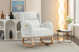049-Teddy Fabric Rocking Chair With Packet Wood Legs,Ivory W527P147427