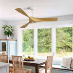 ZUN 52 Inch Modern Ceiling Fan With 3 ABS Blades Remote Control Reversible DC Motor Without Light For W882P147268