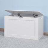 White Lift Top Entryway Storage Cabinet with 2 Safety Hinge, Wooden Toy Box W40914887