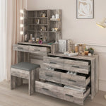 ZUN Large Makeup Vanity with Lights, Vanity Table with Charging Station, Vanity Desk with Mirror and 10 58924769