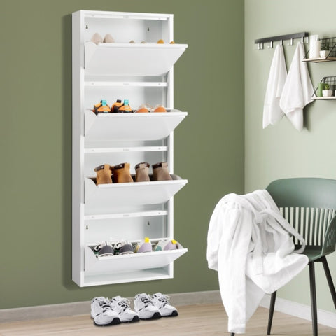 ZUN 4 Drawer Shoe Cabinet, 4Tier Shoe Rack Storage Organizer, White Color 83225872