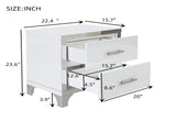 Elegant High Gloss Nightstand with Metal Handle,Mirrored Bedside Table with 2 Drawers for 20717890