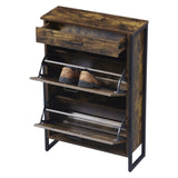 Slim Shoe Cabinet with 2 Flip Drawers &1 Drawer, Narrow Wall Hidden Shoe Cabinet, Freestanding Shoe W2948P245238