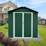 ZUN Outdoor storage sheds 4FTx6FT Apex roof Green+White W1350112697