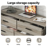 Wood Dresser with 6 Drawers, Wooden Storage Closet for Bedroom, Solid Clothes Cabinet with Sturdy 51437233