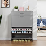 ZUN Shoe Storage Cabinet for Entryway, Free Standing Shoe Organizer with 2 Flip Drawers, Hidden Shoe W578124378