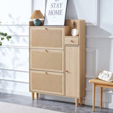 ZUN Modern minimalist storage cabinet, Japanese rattan shoe cabinet, bed top cabinet, small home W1151P147199