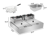 US Standard EH82 Deep Fryer, 110V, 3400W, 22.8QT/21.6L, Silver Stainless Steel, Double Tank, 85952191