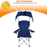 Foldable Beach Canopy Chair Sun Protection Camping Lawn Canopy Chair 330LBS Load Folding Seat w/ Cup 34994805
